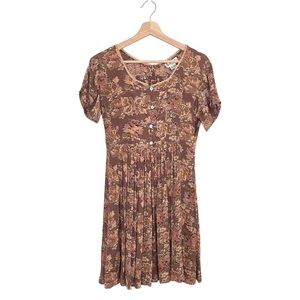 Vintage 90s Floral Cottagecore Dress Dusty Rose 5/6 XS - Small